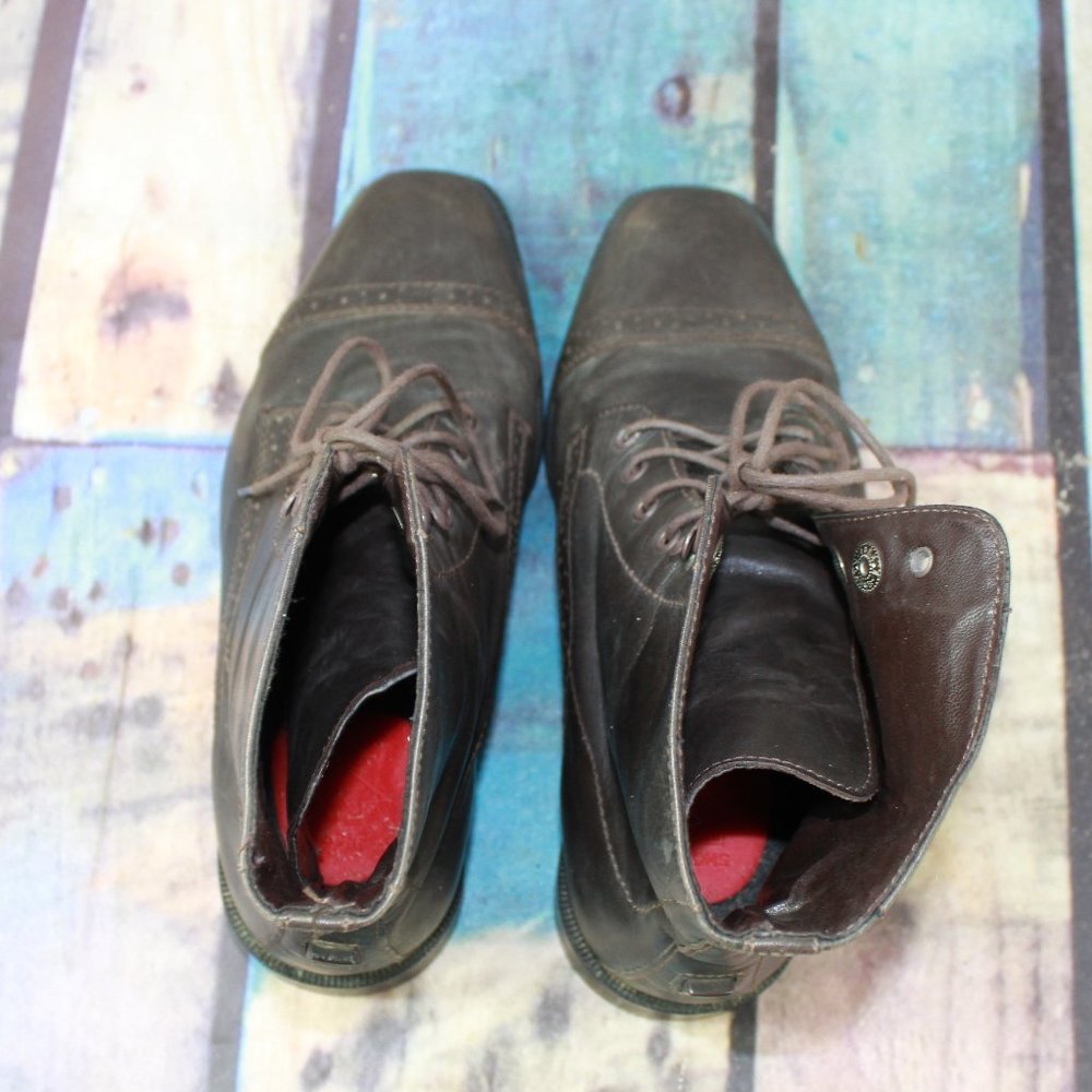 Tuff Rider Brown Leather Lace Up Cap toe Paddock Boots Size 7.5 M - Picture 6 of 9